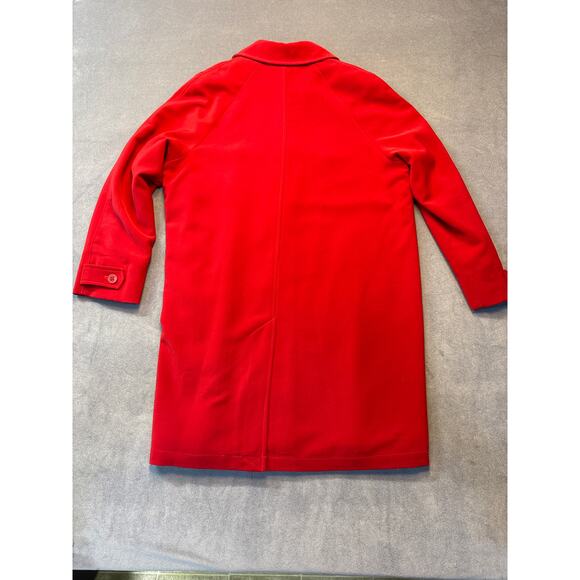 London Fog Red Lined ButtonUp Trench Coat with Lined Inside Pocket Size Large - Picture 9 of 9